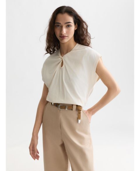 Женские футболки SCOTCH & SODA Twisted Neckline Tops and Tees, цвет: Сливочный