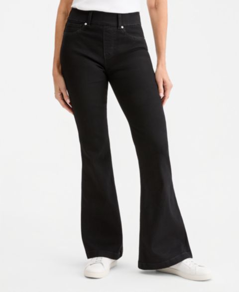 Женские джинсы Style & Co Petite High-Waisted Flare Shaping, цвет: Чёрный