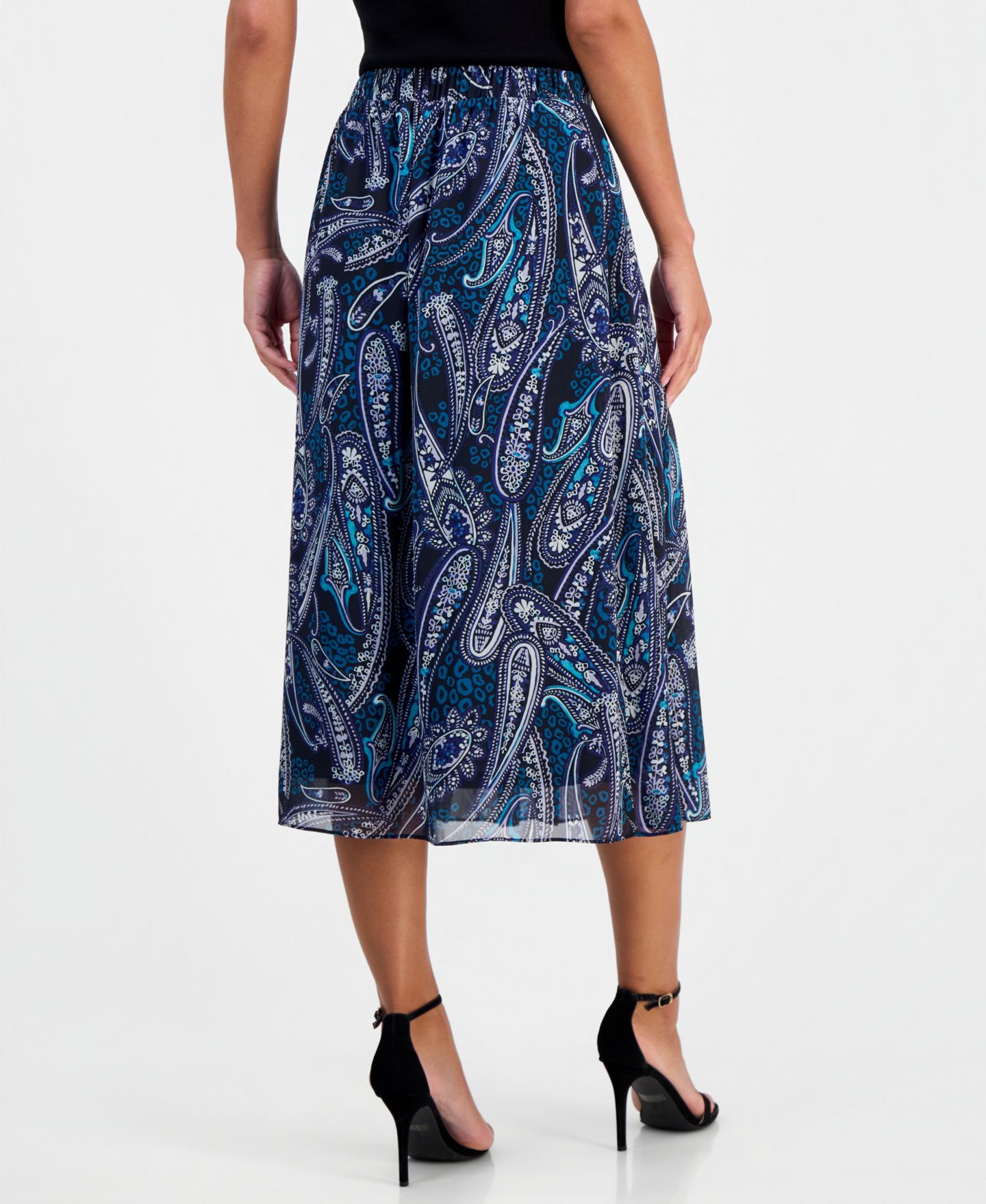 Женская юбка Kasper Printed Pleated Pull-On Midi, цвет: Чёрный разноцветный — фото 4