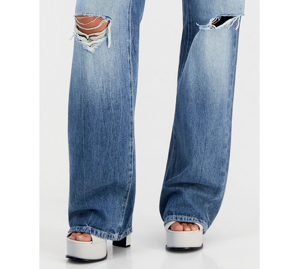 GUESS Women's Mid Rise Slouchy-Fit Straight-Leg Jeans view 6 — MAYCSS fashion products