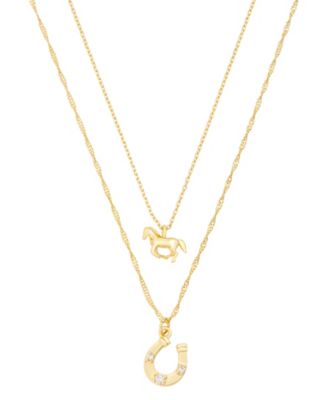 Cubic Zirconia Gold-Tone Plated Western Icon Pendant Duo Pendant Necklace Set