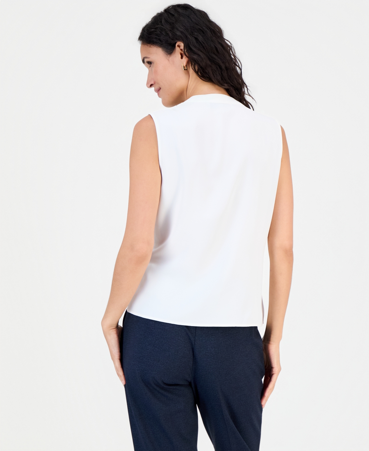 Kasper Women's Ruffled Split-Neck Sleeveless Blouse