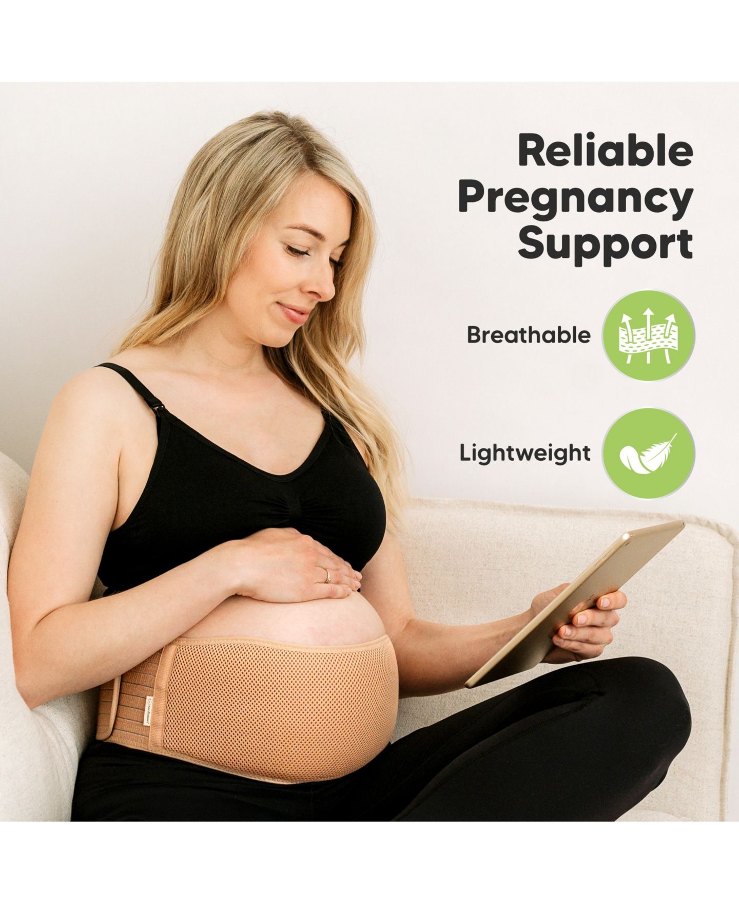 Женский ремень KeaBabies Maternity Belly Band for Pregnancy, Soft & Breathable Pregnancy Belly Support Belt, цвет: Слоновая кость — фото 2