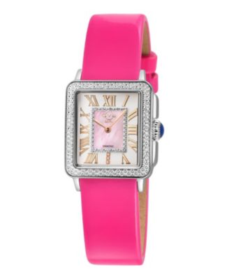 Women's Padova Swiss Quartz Diamond magenta Hand made Italian leather Strap Watch