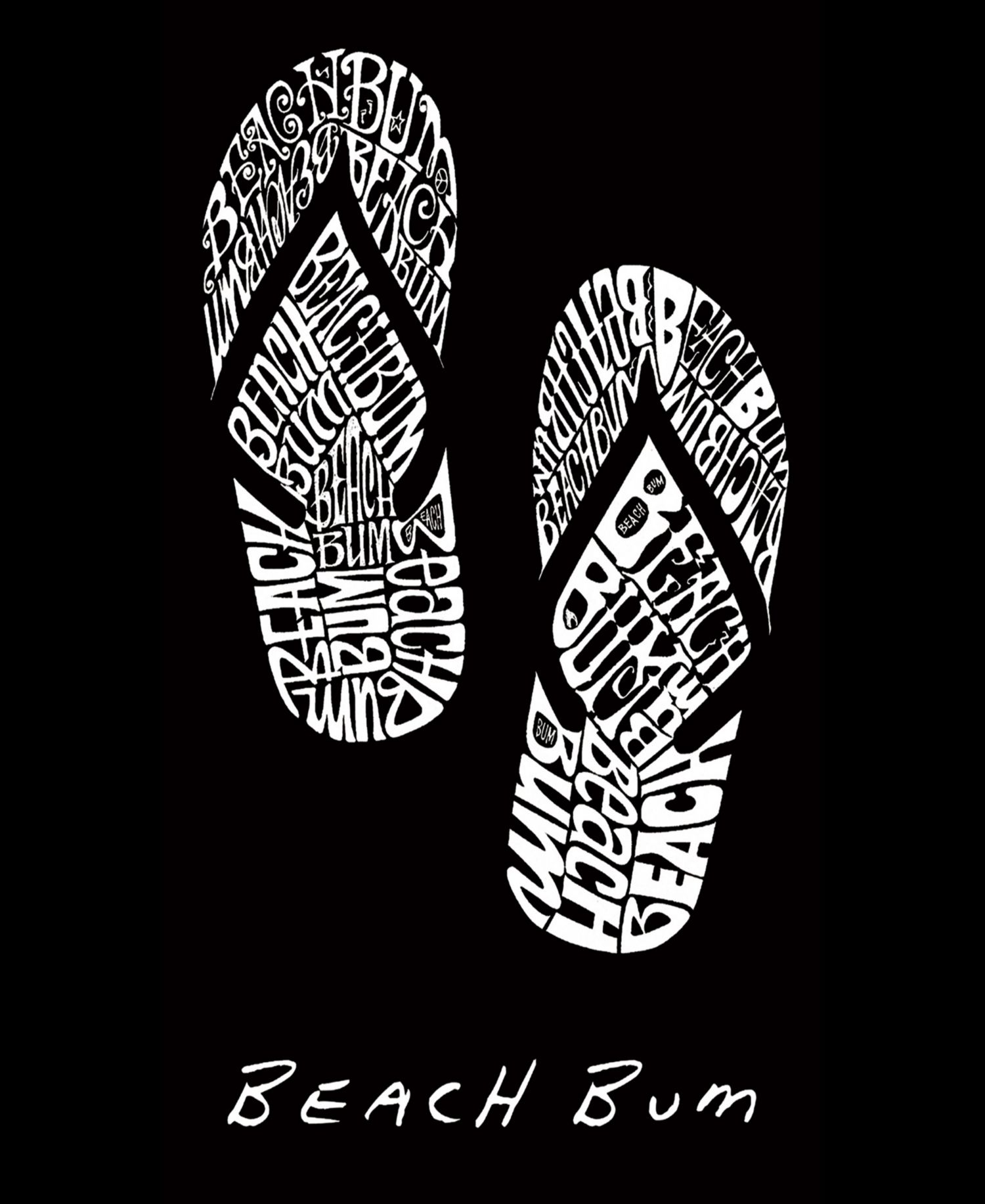 Men's Flip Flops Beach Bum Word Art Graphic Tank Top