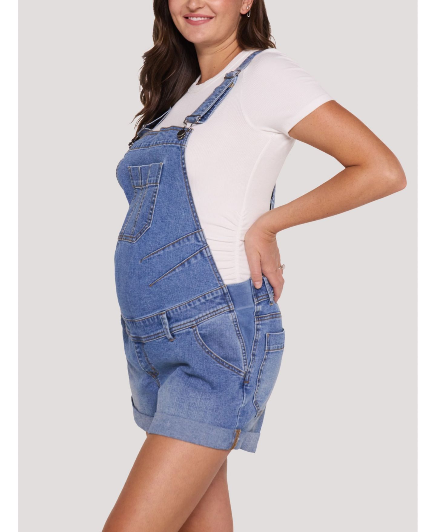 Женский комбинезон Motherhood Maternity Motherhood Stretch Waist Short Overalls, цвет: Варёный, вариант 1 — фото 2