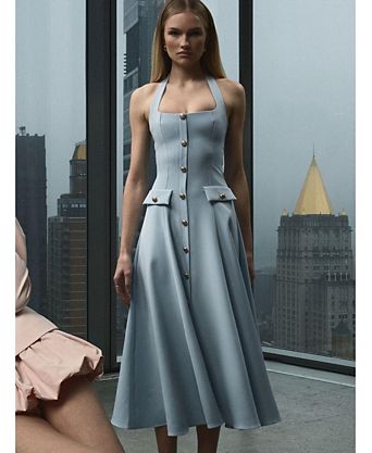 tiffany blue color dresses V-neck Sleeveless Split Cross Back Prom Dress PSK225 US2 / Custom exudes modern sophistication Tiffany Blue Flower Girl Dresses