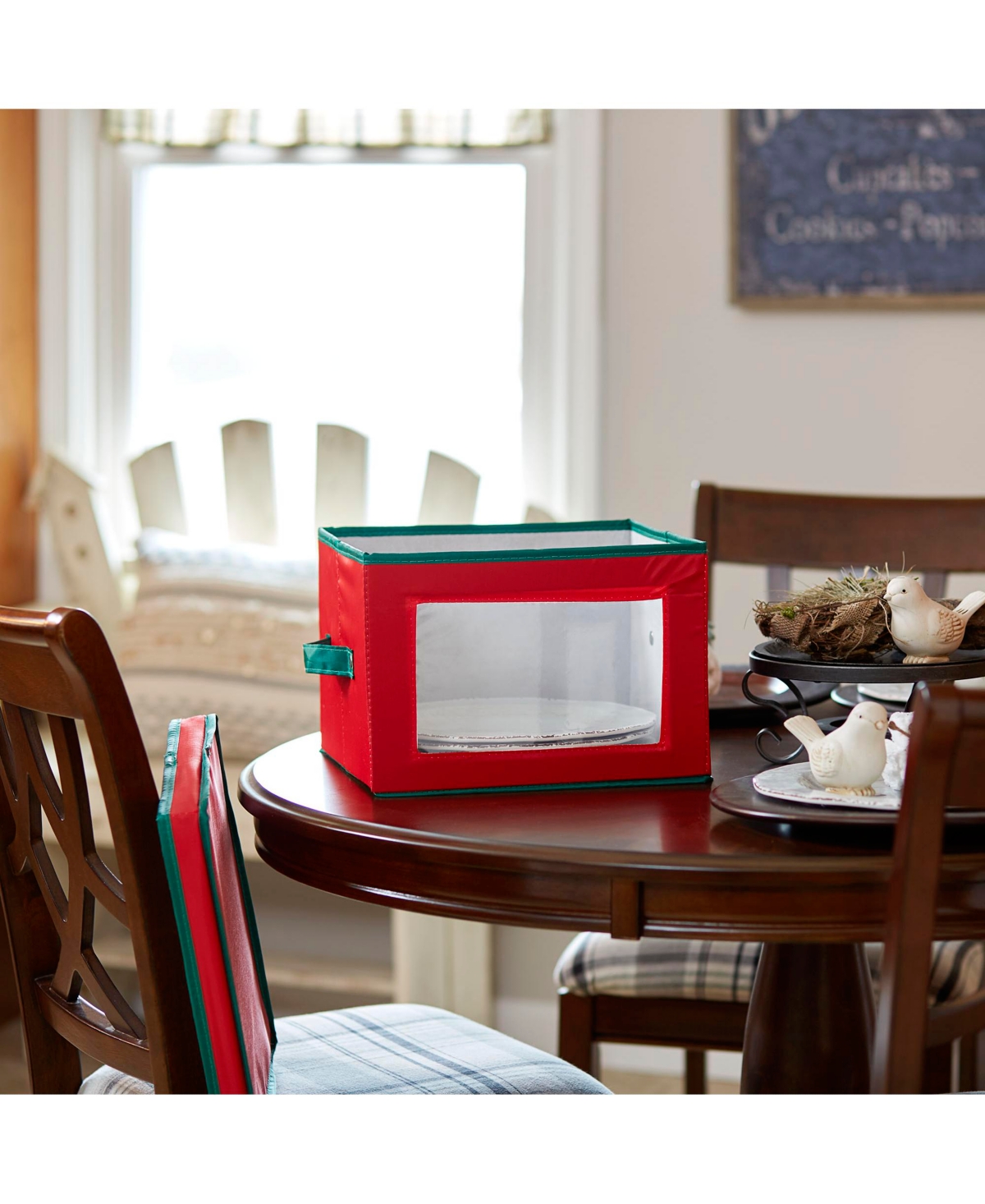 Household Essentials Dinner Plate Storage Box, Windowed Panel and Handles