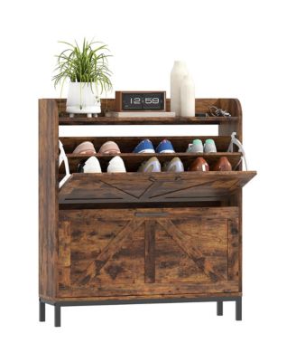 Narrow Shoe Cabinet, Farmhouse Shoe Storage Cabinet