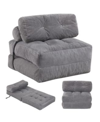 Folding Sofa Bed, Convertible Sleeper Chair with Pillow Back Support Corduroy Cover