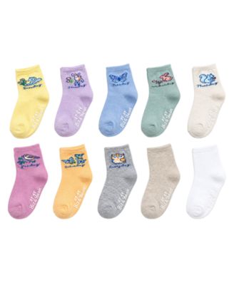 Toddler Boys' and Girls' 2T-4T Grippers Socks, 10-Pack