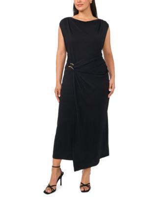 Plus Size Boat Neck Short-Sleeve Midi Dress
