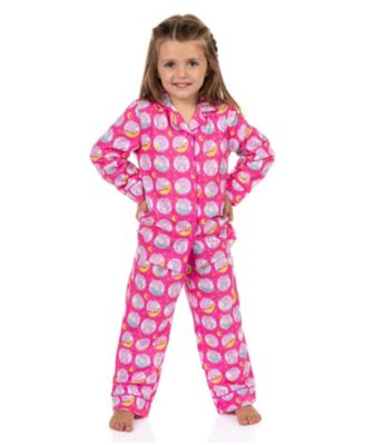 Toddler Girls Pajamas Time For Bed 2PC Long-Sleeve Coat Front Pajama Pant Set