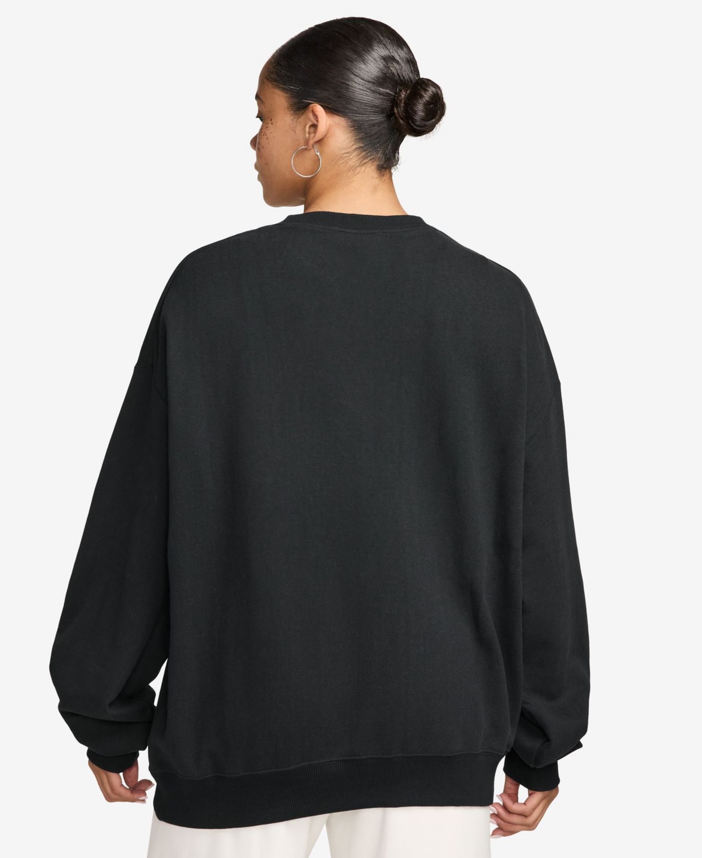Женский свитшот Nike Studio Fleece Lightweight Oversized Crewneck, цвет: Чёрный / Молочный — фото 3