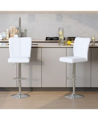 Adjustable Bar Stools Set of 2, Swivel PU Leather Bar Chair with Back, Armless Upholstered Barstools, for Dining Room, Kitchen Island
