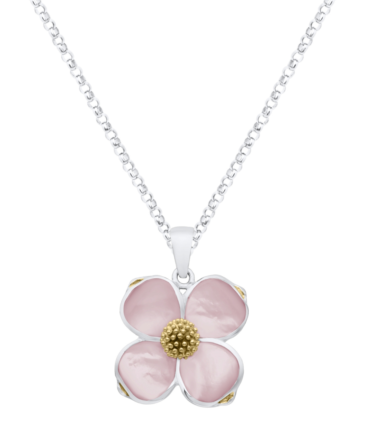 Macy's Pearl Dogwood Pendant Necklace in Sterling Silver