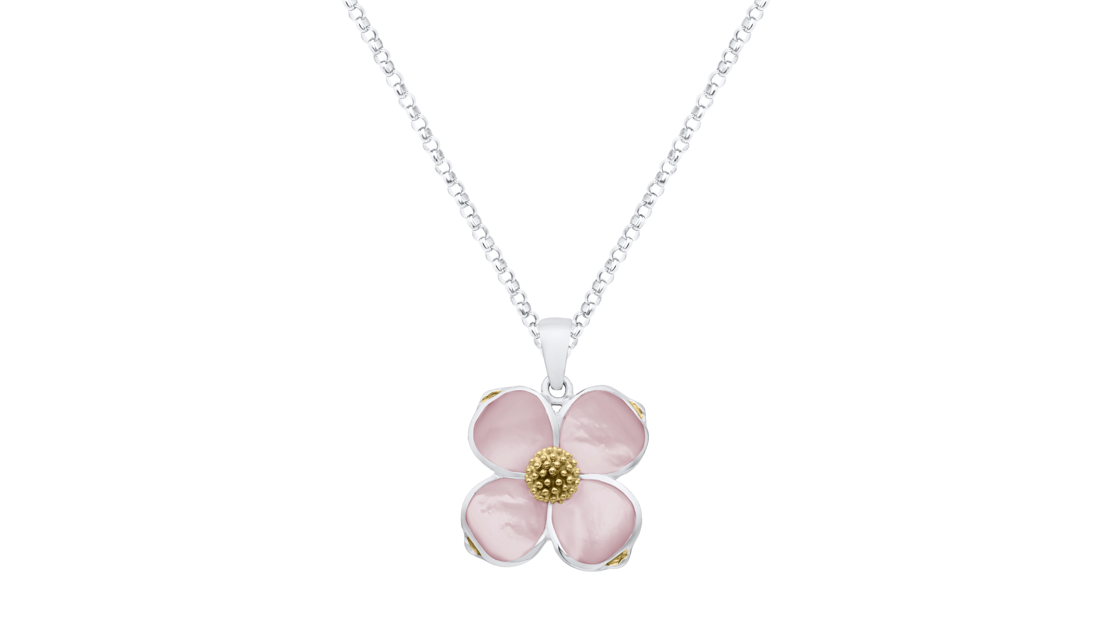Macy's Pink Pearl Dogwood Pendant Necklace in Sterling Silver