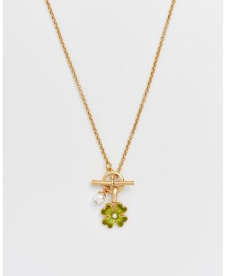 Lucky Clover and Pearl Toggle Necklace