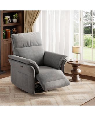 Recliner Chair, 360degree(s) Swivel Rocker Glider Nursery Chair with Padded Armrest and Deep Seat, PU Leather Upholstered Reclining Sofa Chair
