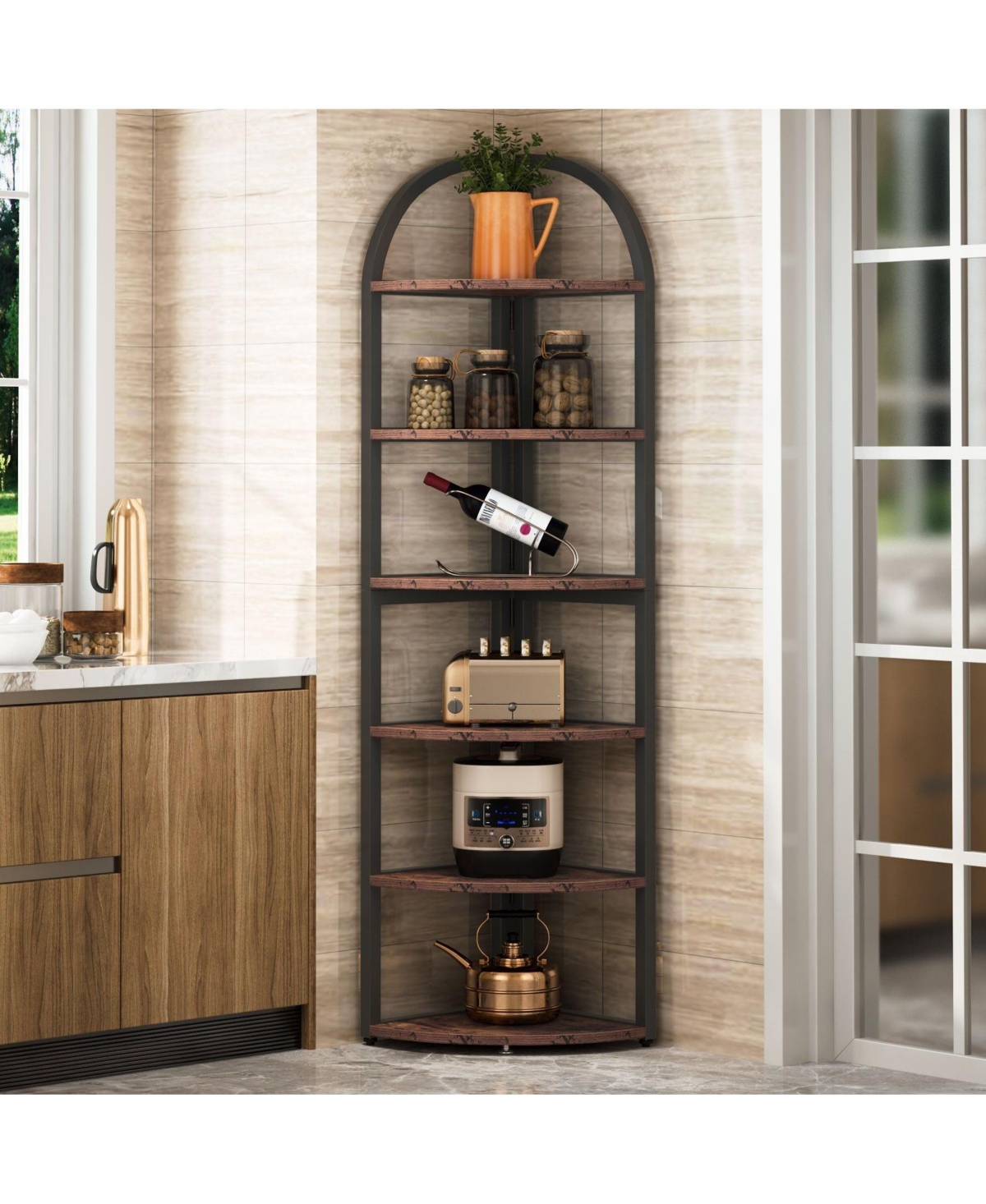 Slickblue Corner Bookcase for Living Room Bedroom and Small Space