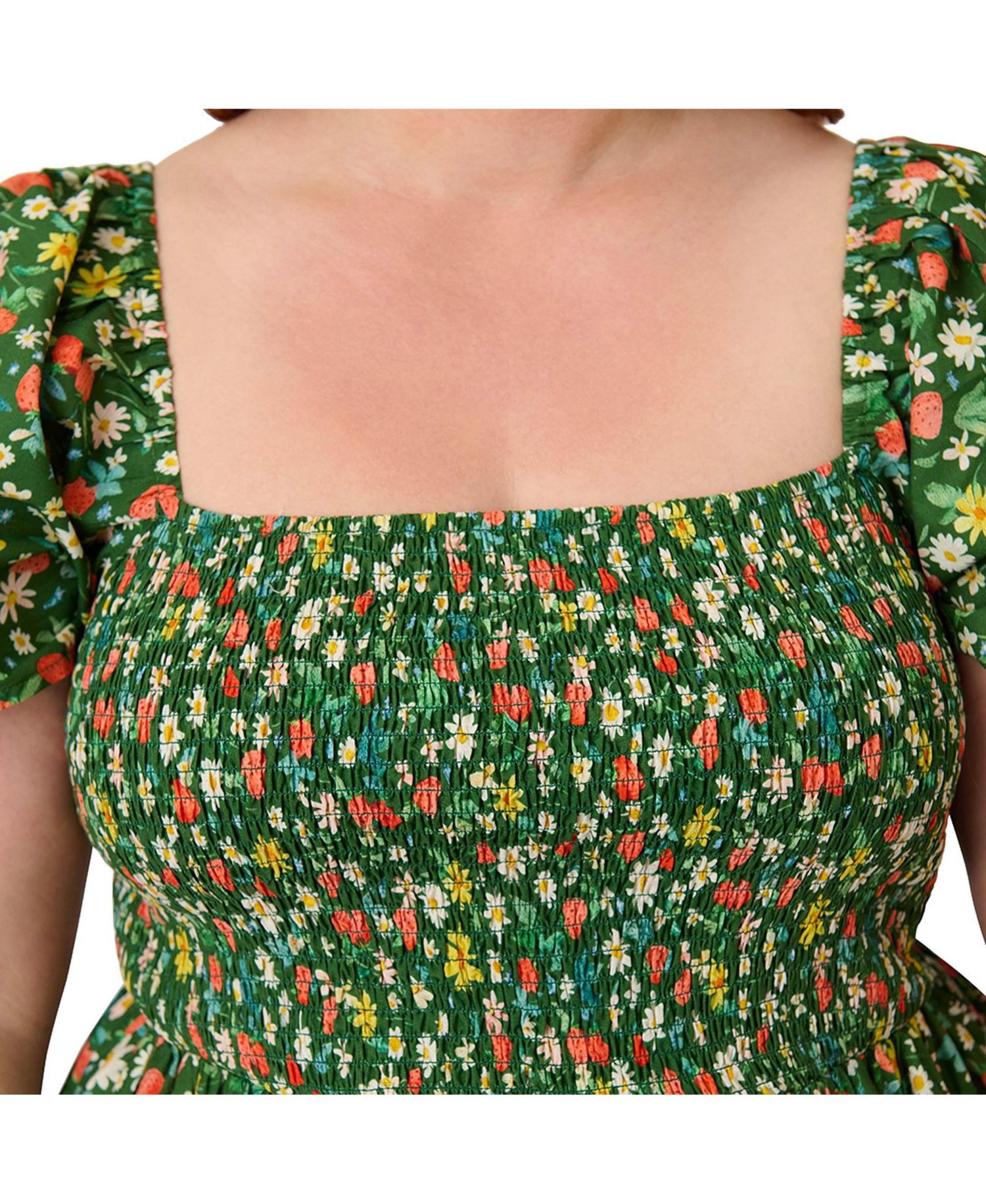 Plus Size Smocked Bodice Midi Dress