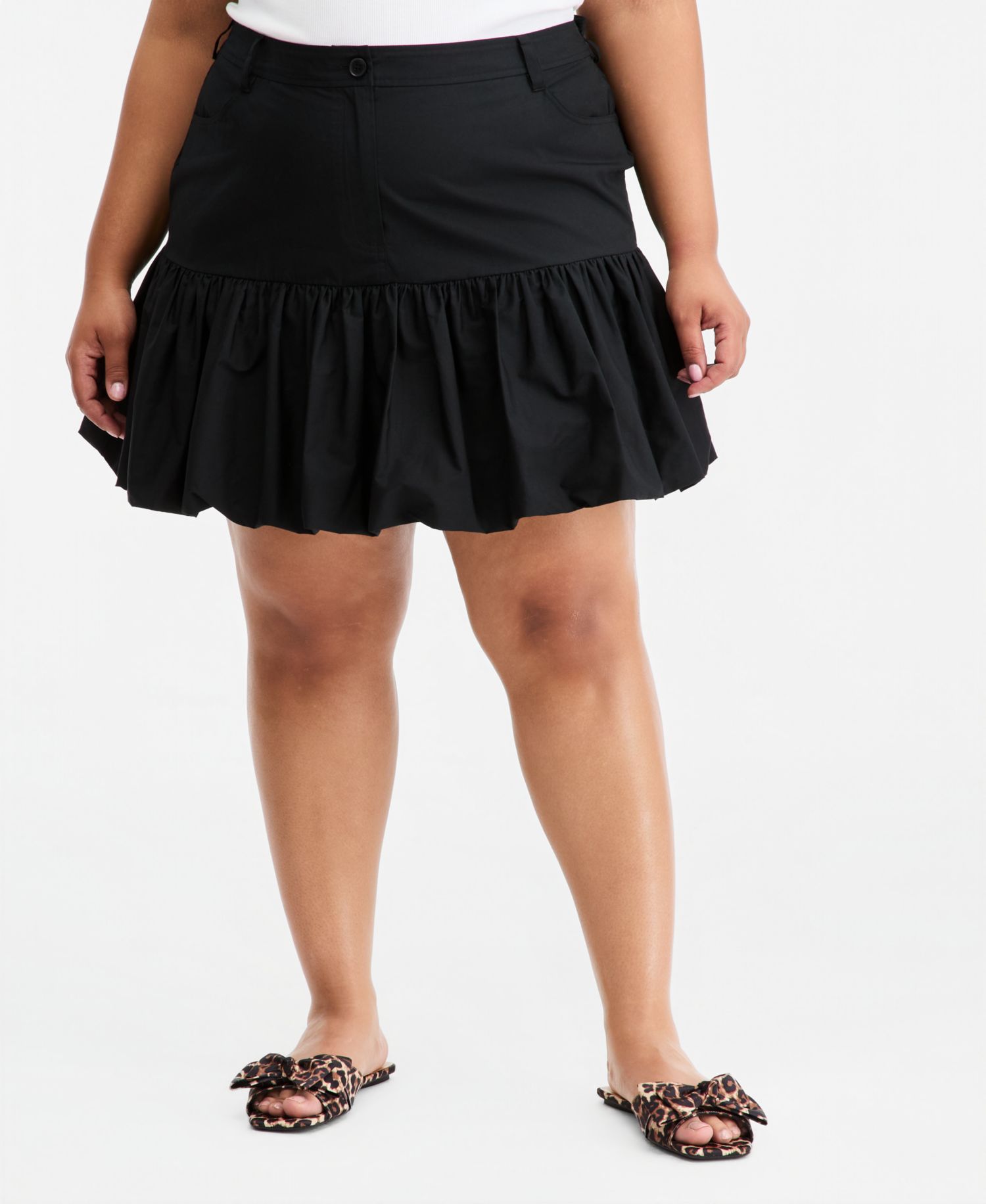 Trendy Plus Size High-Rise Drop-Waist Bubble-Hem Skirt