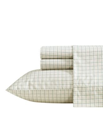 Calm Seas Gingham 200-Thread Count Cotton Percale 3-Pc. Sheet Set, Twin