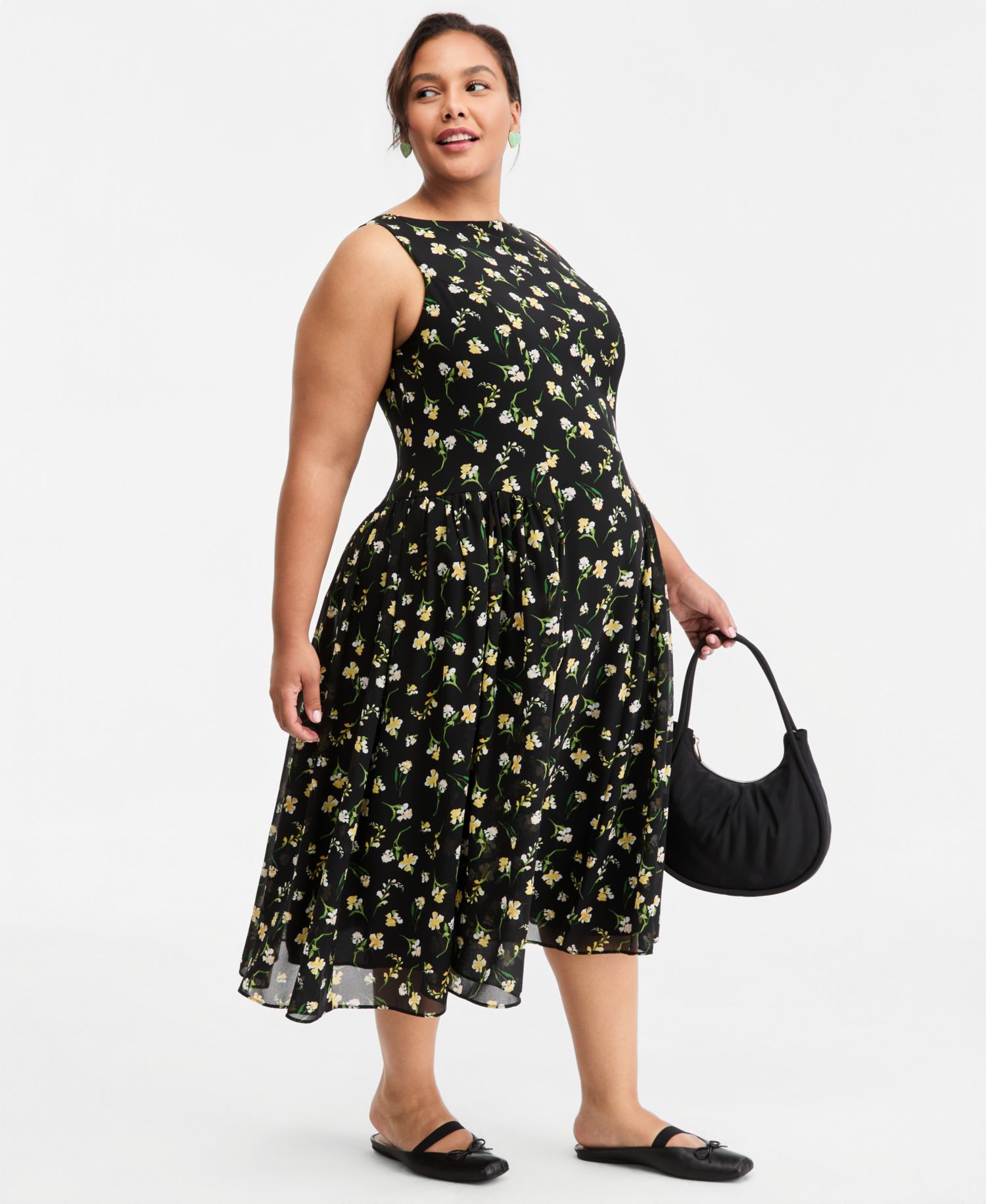 Plus Size Drop-Waist Midi Dress