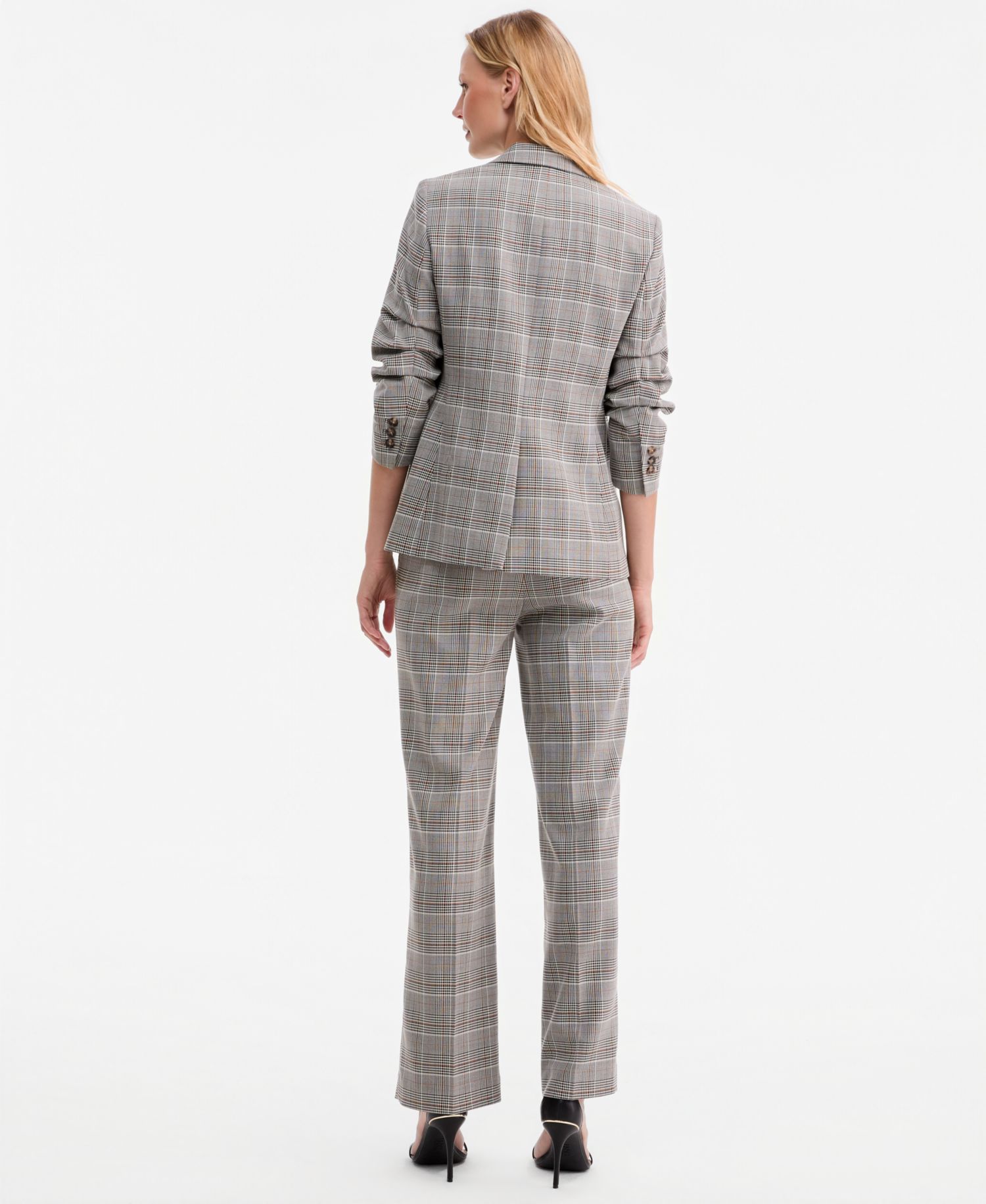 Women's Check Mid-Rise Wide-Leg Pants