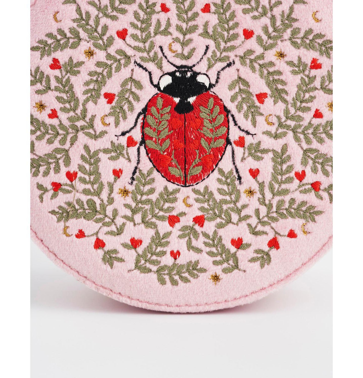 Женская сумка Fable England Ladybird Velvet Embroidered Circle Jewellery Box, цвет: Розовый — фото 6