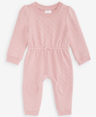 Baby Girls' 0M-24M Quilted Heart-Patch Coverall
