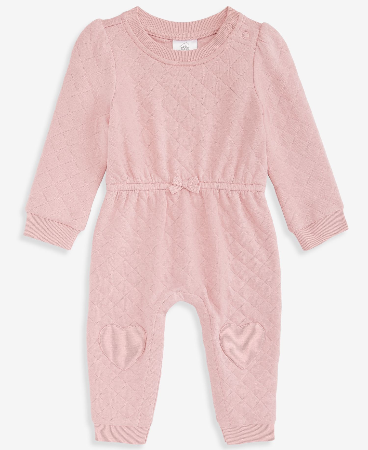 Baby Girls' 0M-24M Quilted Heart-Patch Coverall