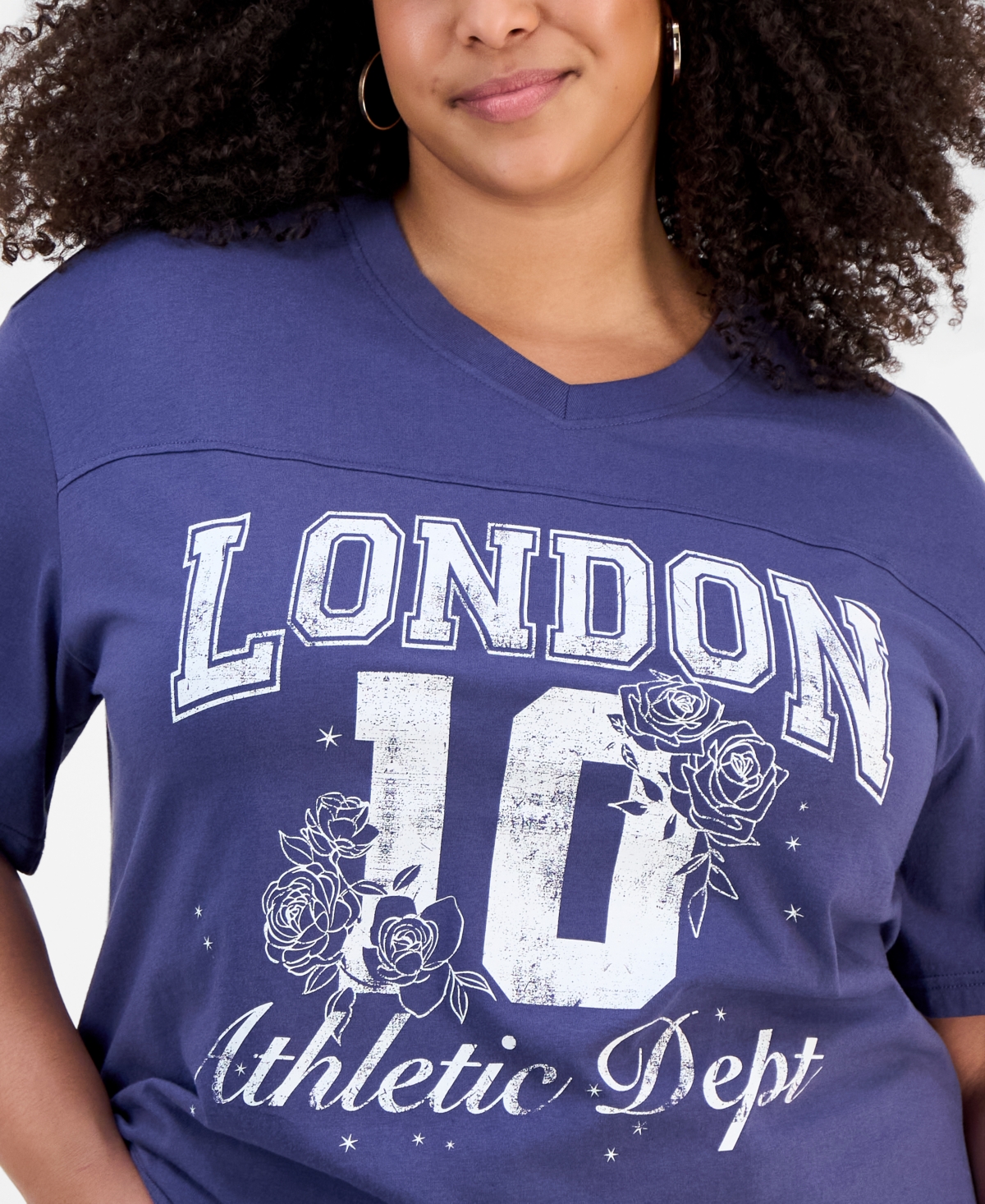 Rebellious One Trendy Plus Short-Sleeve London 10 Graphic Varsity Boyfriend Tee