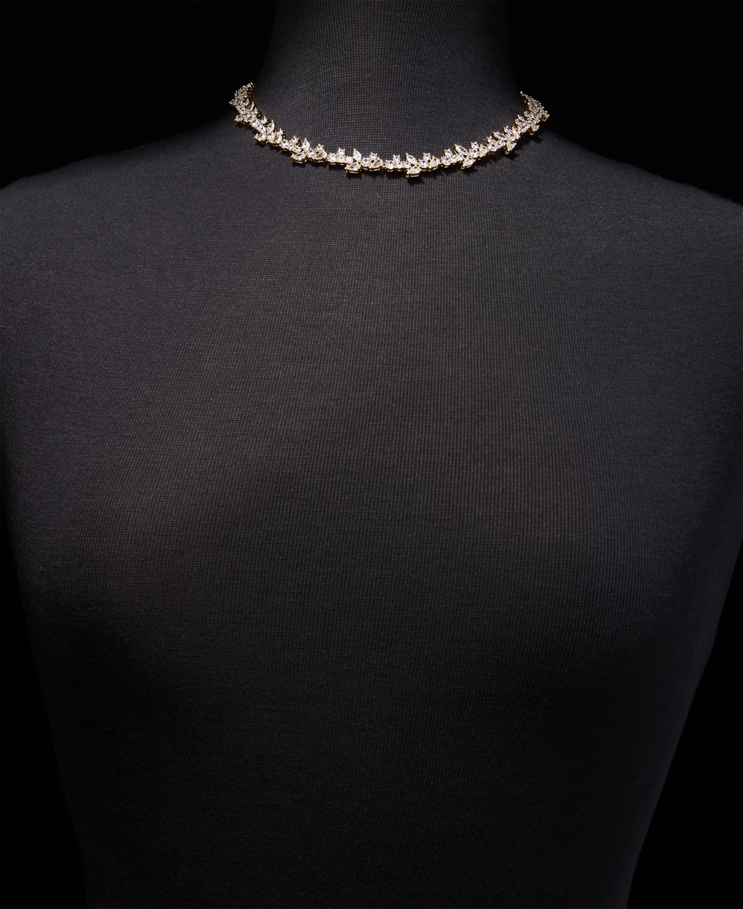 Cubic Zirconia Collar Necklace, 16" + 3" extender