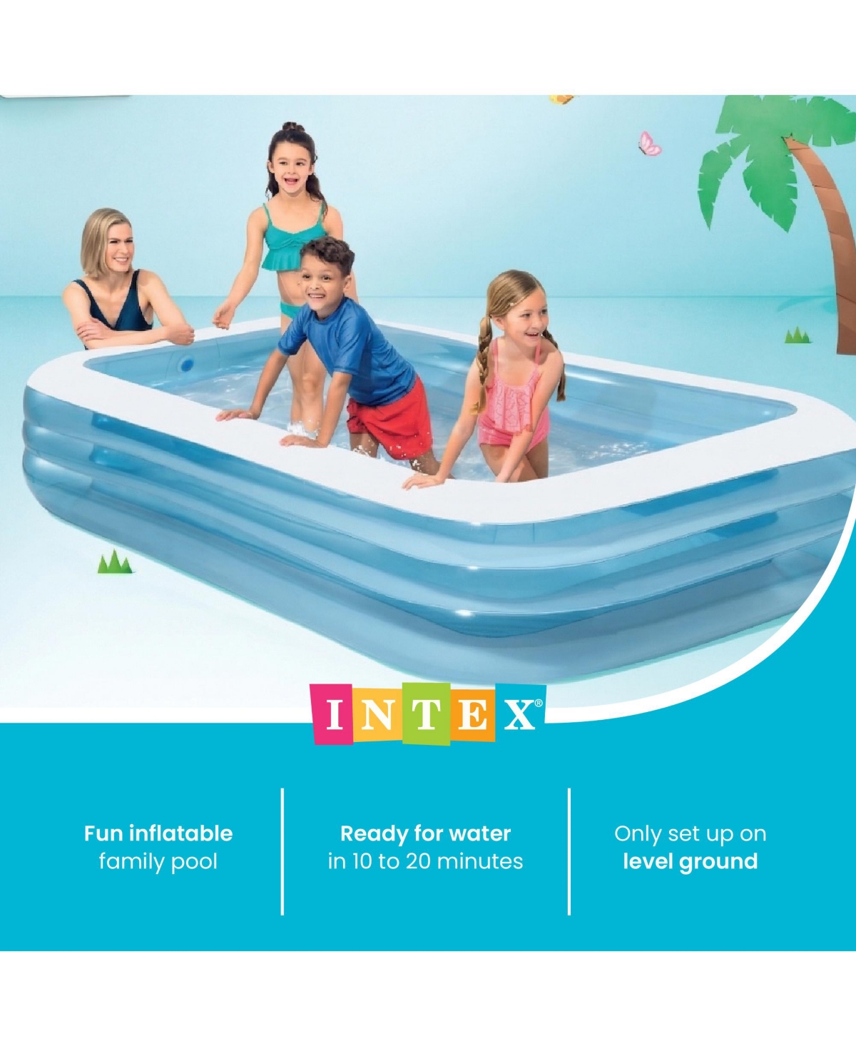 Intex Swim Center Family Backyard Inflatable Kiddie Swimming Pool, Color Varies