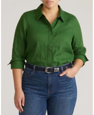 Plus Size Elbe Stretch Linen Shirt
