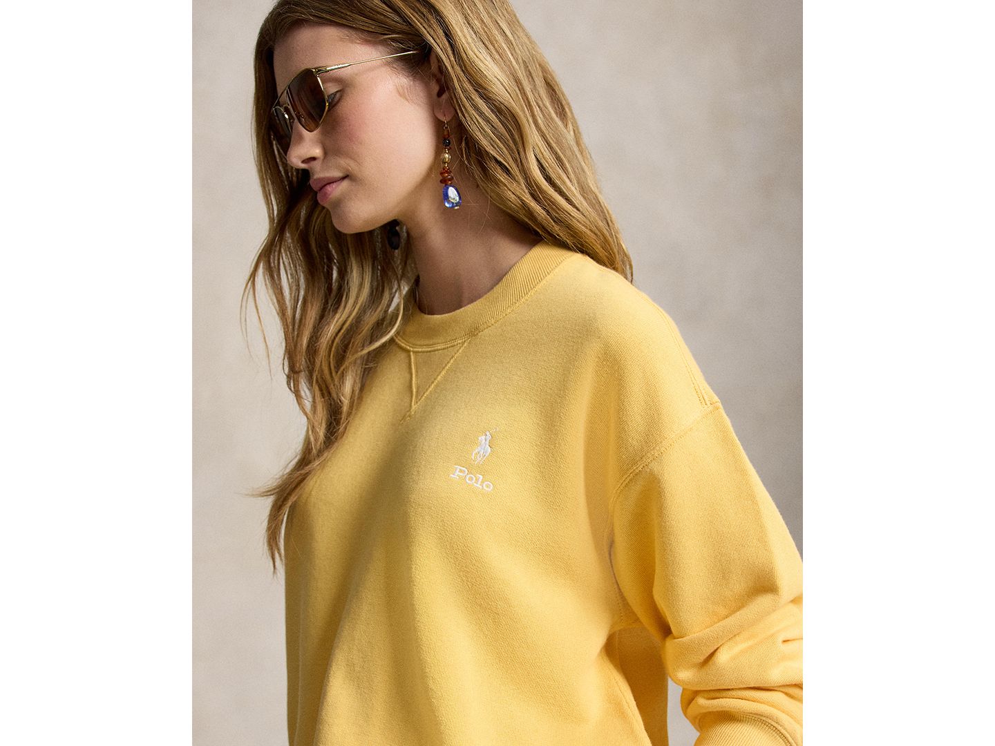Женская толстовка Polo Ralph Lauren Island Fleece Crewneck Long-Sleeve Sweatshirt, цвет: Кремовый — фото 4
