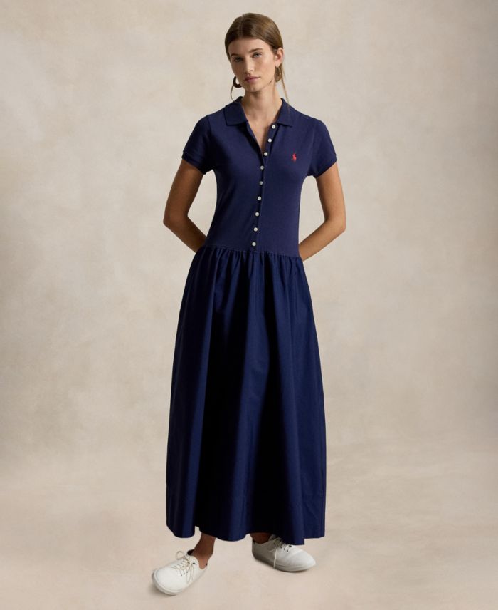 Polo Ralph Lauren Women's Hybrid Mesh Polo Collar A-Line Dress