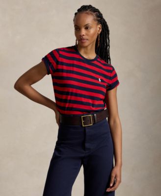 Women's Striped Crewneck Short-Sleeve T-Shirt