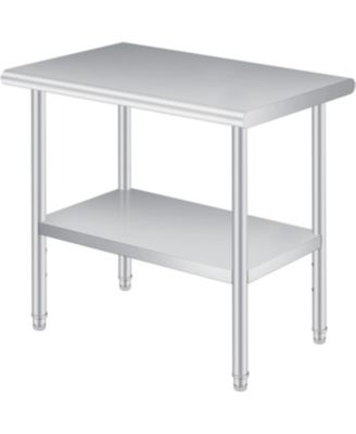 Stainless Steel Prep Table, 24 x 60 Inches, with Rounded-Corner, Adjustable Undershelf