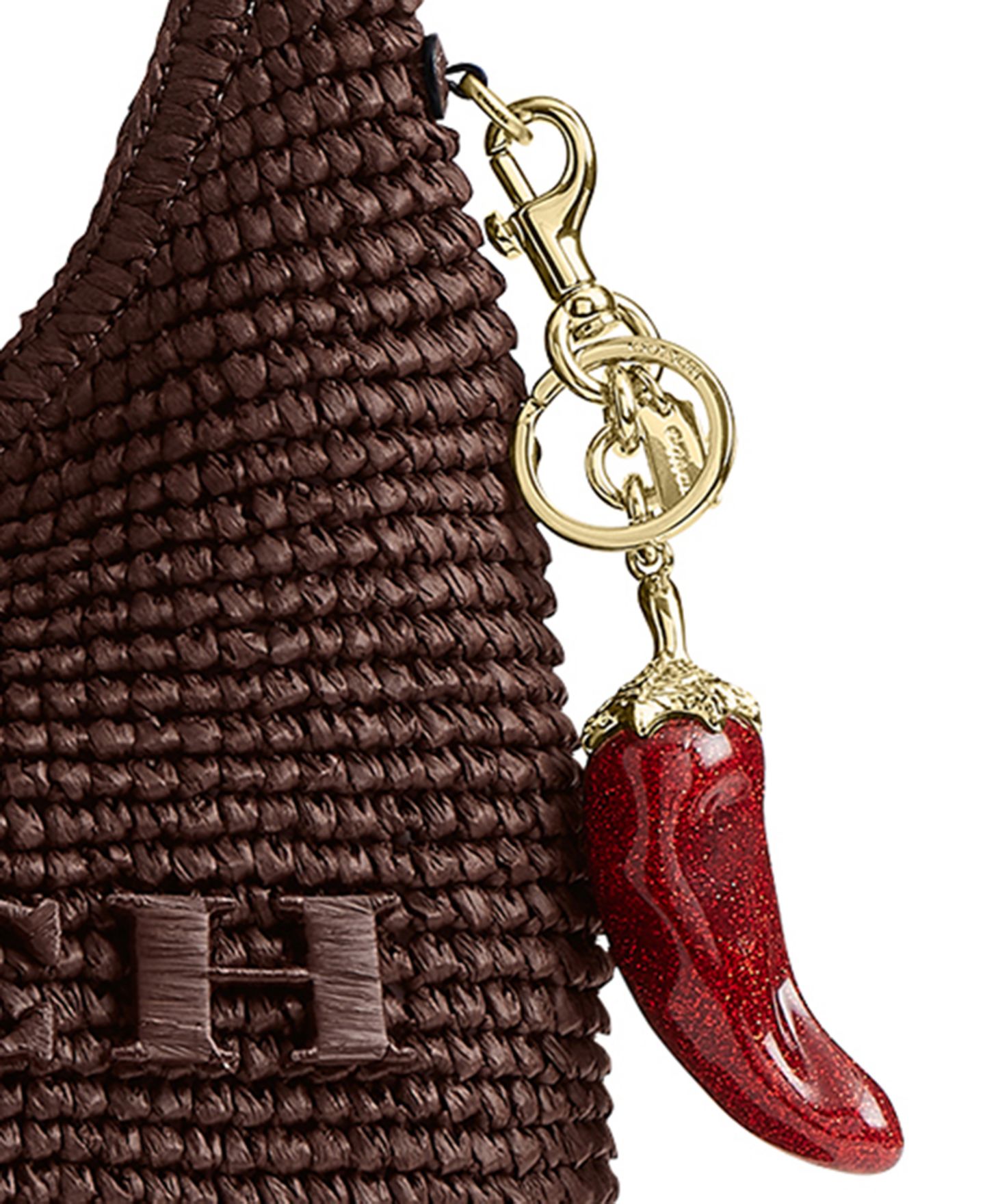 Женский брелок Coach Chili Pepper Bag Charm, цвет: Латунный / Красный — фото 3