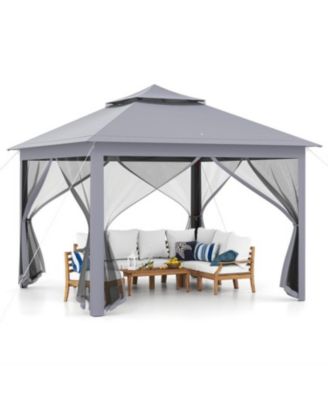11 x 11 Feet 2-Tier Pop-Up Gazebo Tent Portable Canopy Shelter Carry Bag Mesh