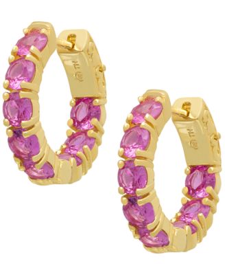 Lab Grown Pink Sapphire (5.44 ct. t.w.) Hoop Earrings in Gold Over Sterling Silver (Also Available in Lab Grown White Sapphire)