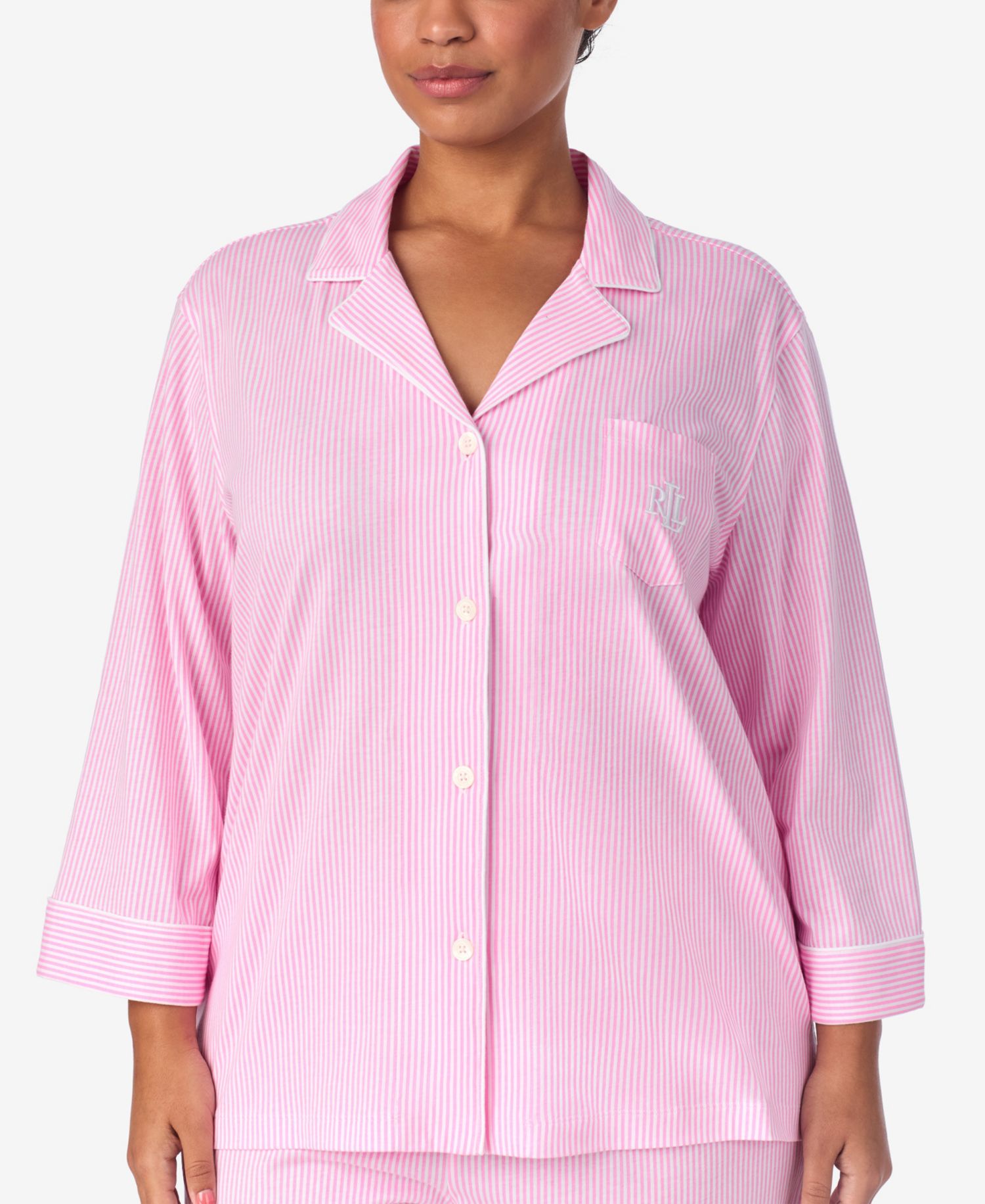 Plus Size Button-Front Top and Pants Pajama Set