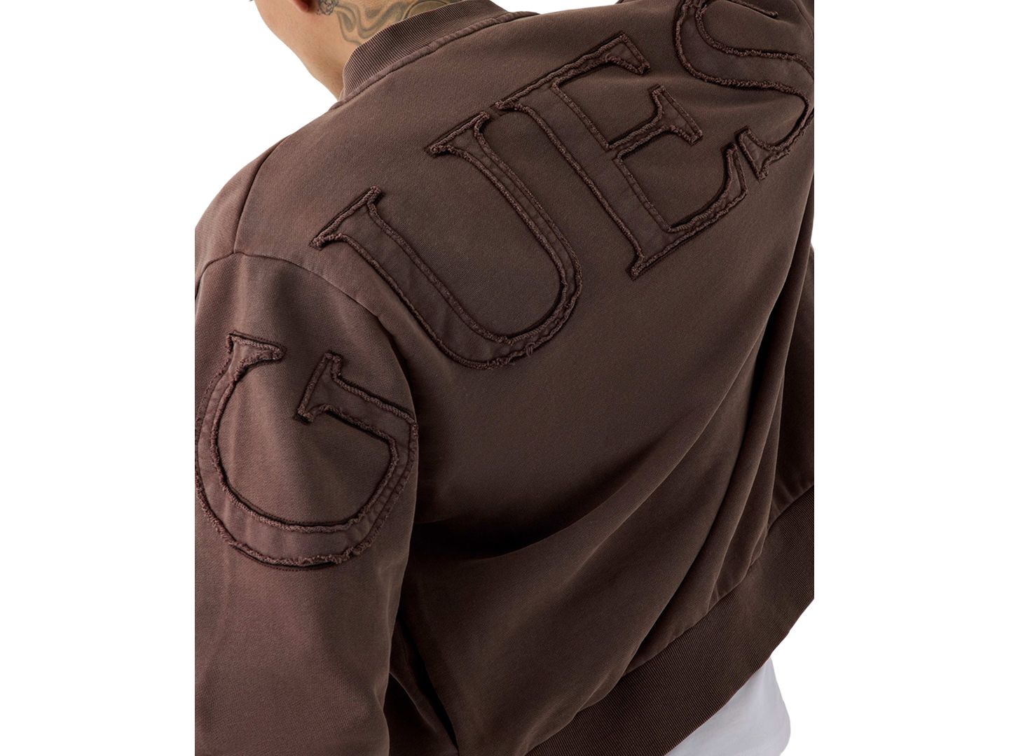 Мужская толстовка GUESS Zip Patch Logo, цвет: Шёлковый серо-коричневый — фото 5