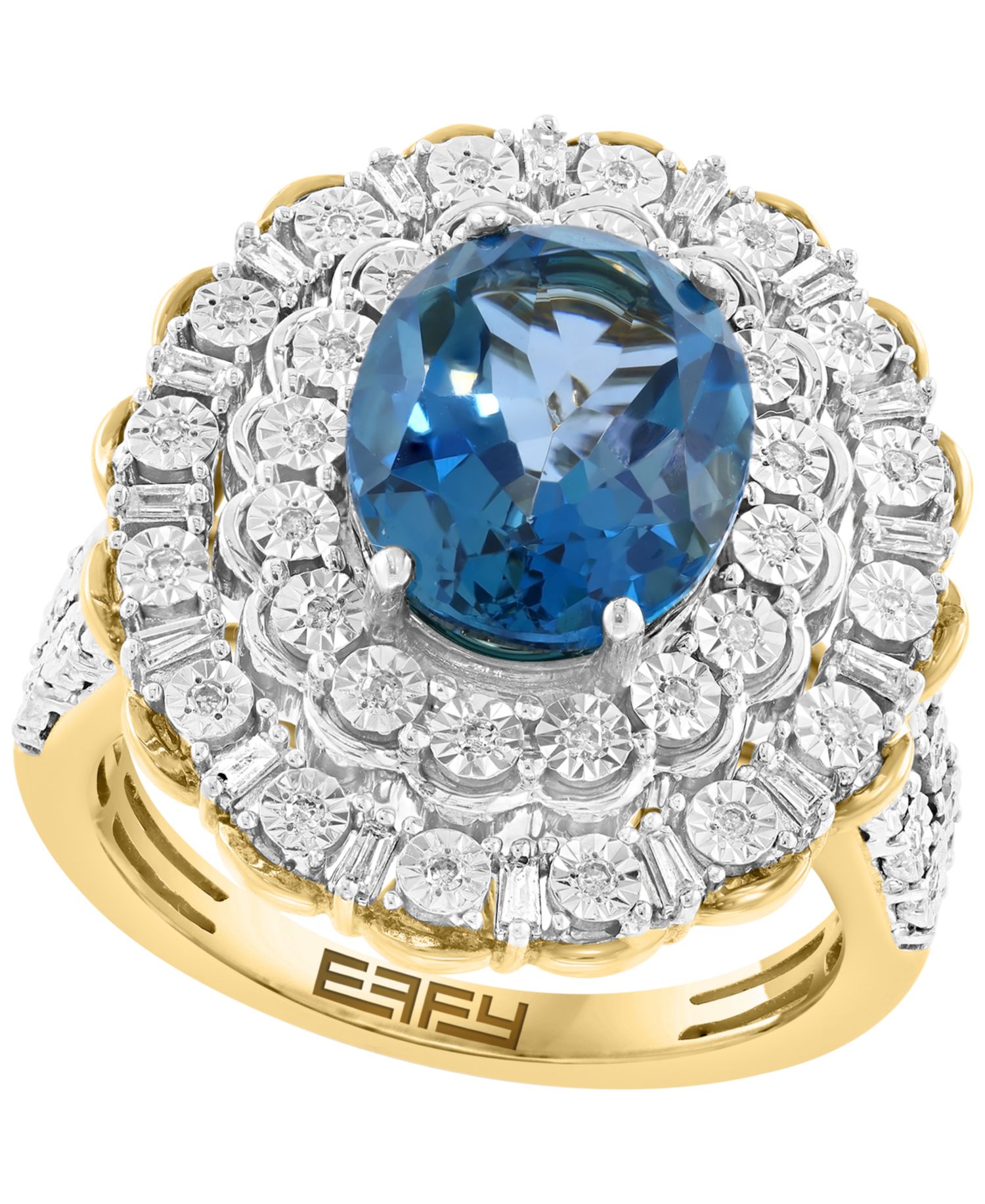 London Blue Topaz (4-1/4 ct. t.w.) & Diamond (1/4 ct. t.w.) Ring in Gold Over Sterling Silver