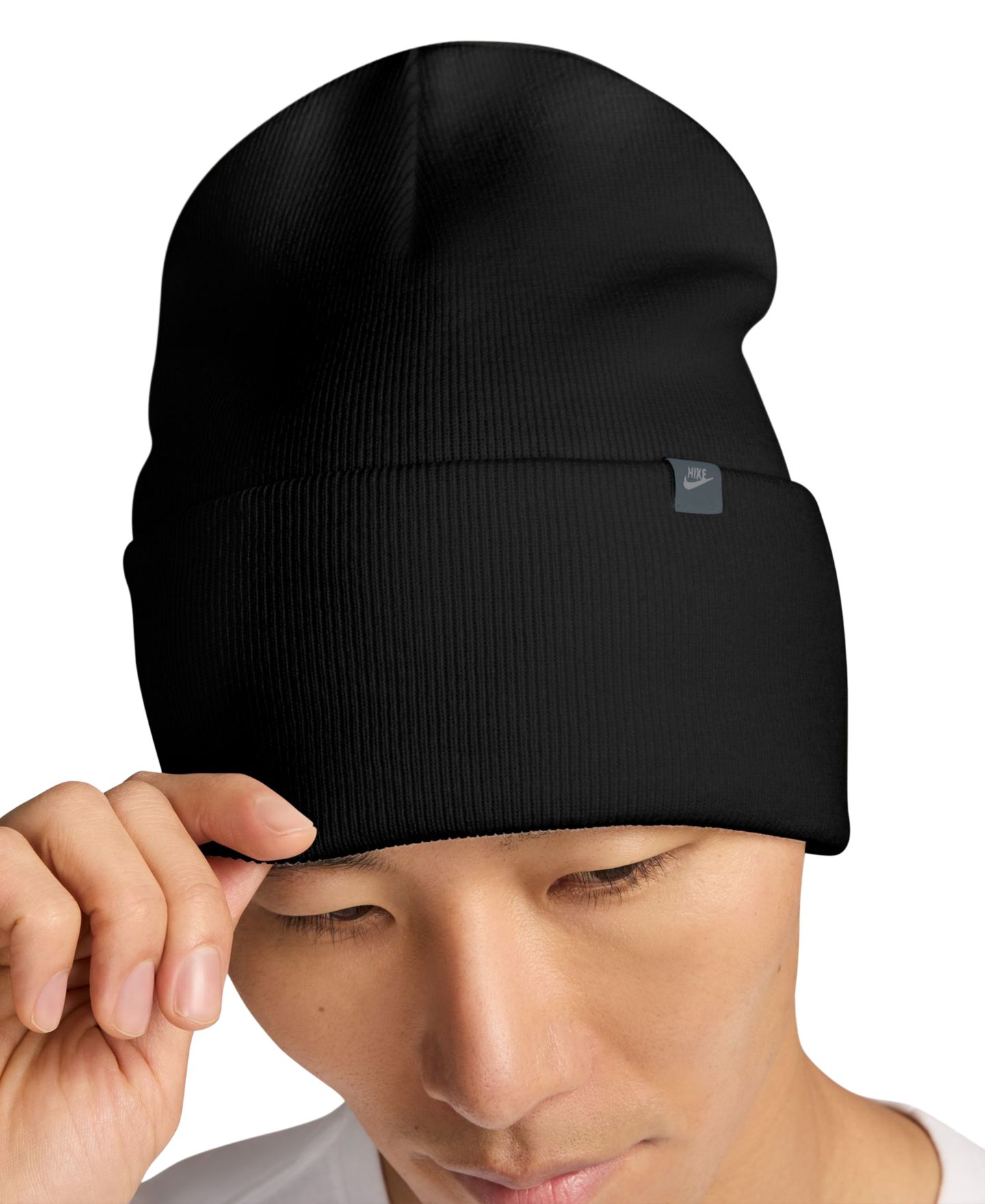 Шапка Nike Unisex Peak Tall-Cuff Satin, цвет: Чёрный / Белый — фото 3