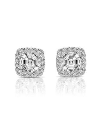 Dainty Sterling Silver Cubic Zirconia Square Stud Earrings