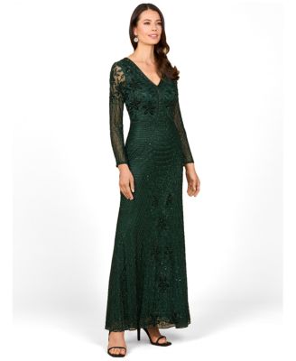 Women's Long Sleeve Beaded Maxi Gown