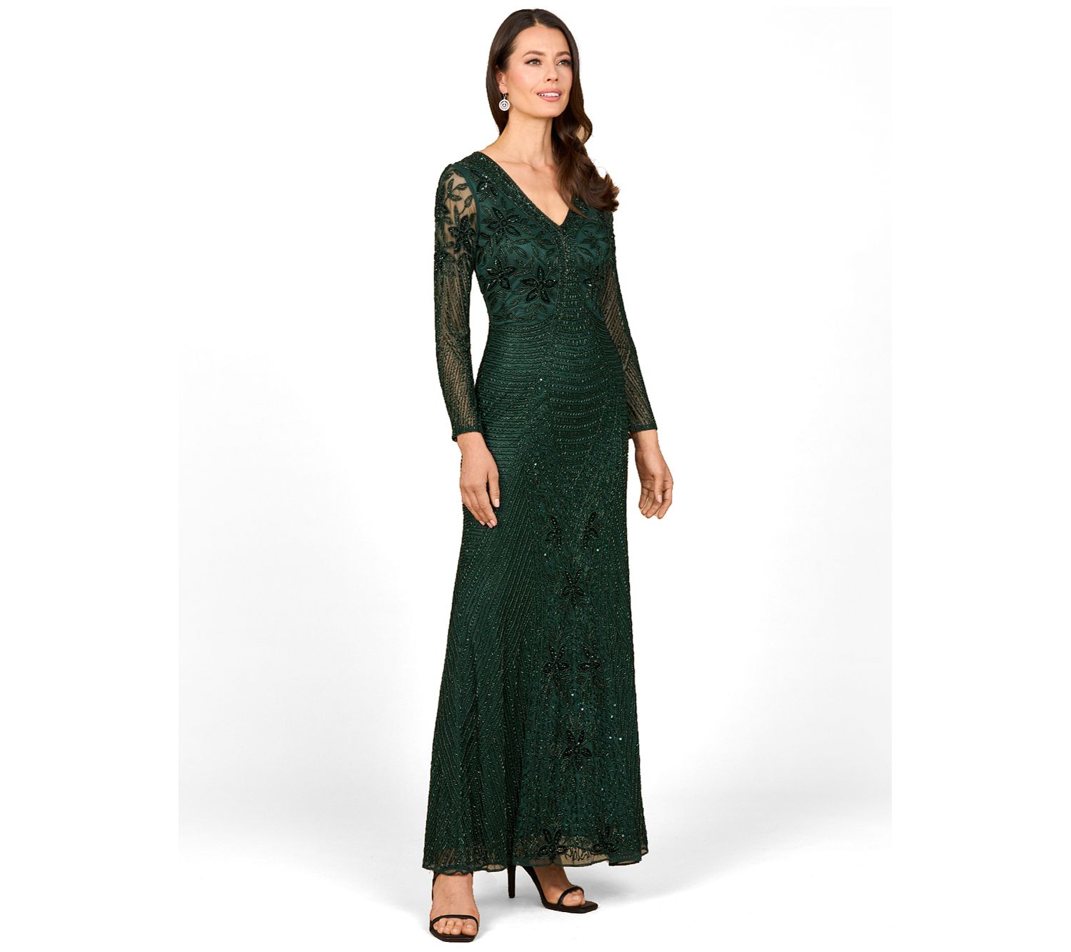 Women's Long Sleeve Beaded Maxi Gown